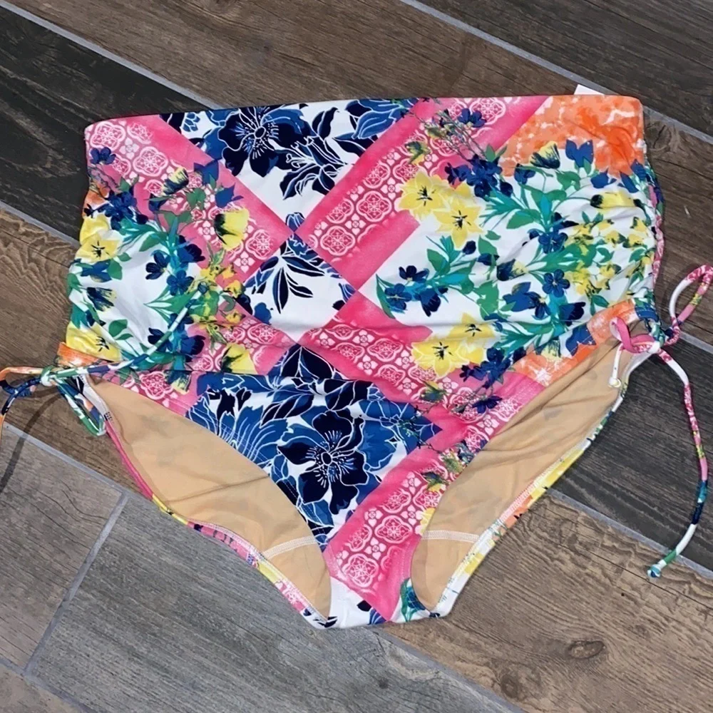 Cacique Hi Waisted Patchwork Swim Briefs Swim Bottom Swim by Cacique Size 18
